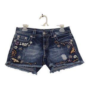 Miss Me Hard-to-Find Low Rise Hippie Peace Love Shorts Excellent Cond - 27 (4)
